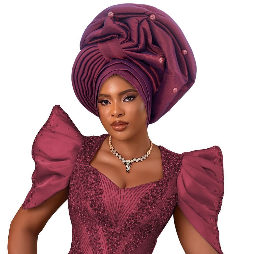 2115 Turban Hat Traditional African Head Wraps Nigeria Auto Gele Headtie